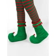 thumbnail image 3 of ZOEREA 7Pcs Kids Christmas Elf Green Set Outfit Velevt Dress Xmas Girl's Outfit with Elf Ears, Hat, Shoes, Belt, Socks 4-12Y, 3 of 7