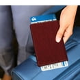 thumbnail image 6 of Passport Holder Travel Wallet RFID Blocking Case Cover - Securely Holds Passport,Boarding Passes, Denim Burgundy, 6 of 7