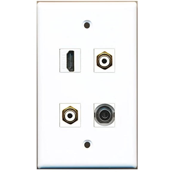 RiteAV - 1 Port HDMI 2 Port RCA White 1 Port 3.5mm Wall Plate