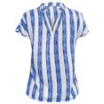 thumbnail image 1 of adviicd Hauts Mignons pour Femmes Blouse Plissée Basique à Col Rond Décontractée avec Trou de Serrure Bleu,L, 1 of 5
