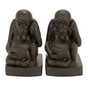 Benzara 44659 7 in. H x 4 in. W Polystone Monkey Bookend Pair