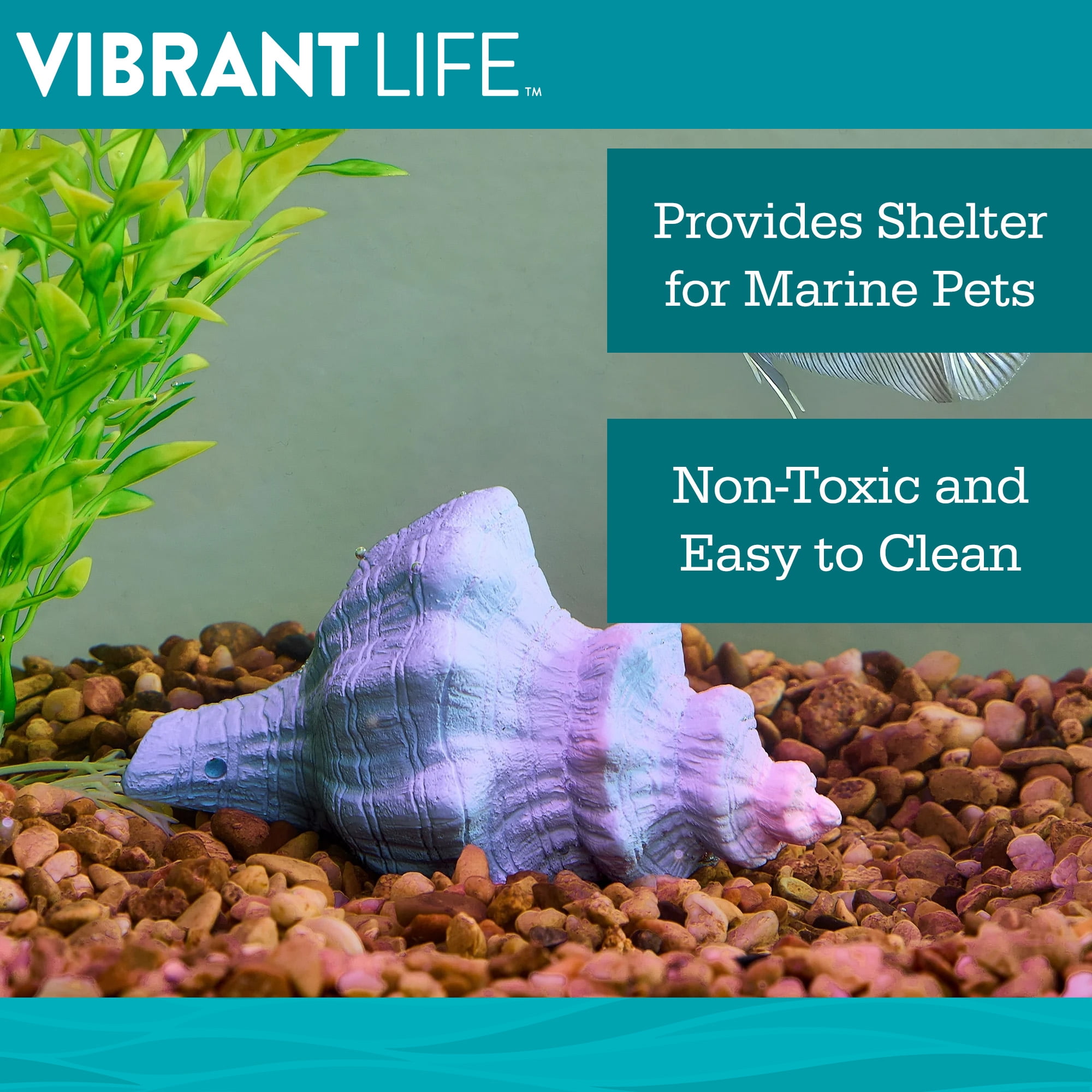 Vibrant Life Resin Aquarium Decoration, Seashell Ornament, 2.16" x 3.74" x 2.28"