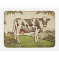 thumbnail image 1 of Farm Animal Bath Mat, Vintage Pastel Engraved Style Graphic of Dairy Cattle in Farmland, Plush Bathroom Decor Mat with Non Slip Backing, 29.5" X 17.5", Multicolor, by Ambesonne, 1 of 2