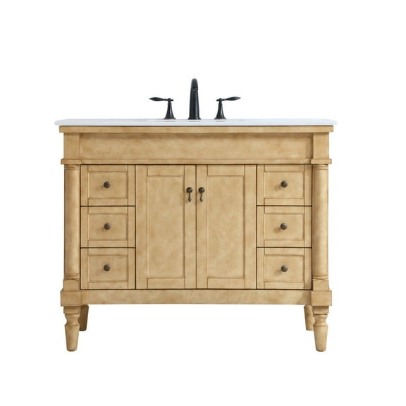 Elegant Decor Lexington 42" Single Marble Top Bathroom Vanity in Antique Beige