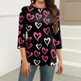 thumbnail image 5 of Garbnen Valentines Day Top for Women 3/4 Sleeve T Shirts for Women Love Heart Graphic Crew Neck Dressy Women Tunic Tops, 5 of 5