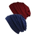 thumbnail image 1 of Womens Knit Beanie Cap Hat (2 PACK), Burgundy/Navy, 1 of 1