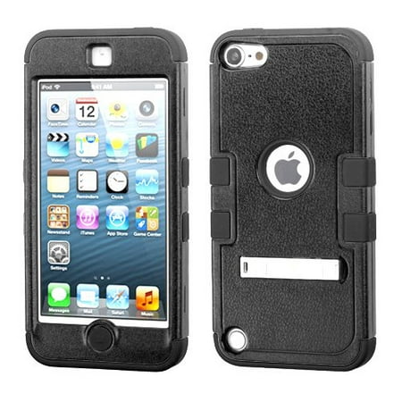 Apple iPod Touch 6th, 5th Generation Case - Wydan TUFF Hybrid Hard Shockproof Case Kickstand Protective Heavy Duty Impact Skin Cover Black on (Best Protective Ipod 5 Cases)