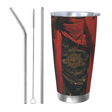 

Salouo Vintage Rose Scepter Skull Print 20oz Tumbler with Lid Stainless Steel Vacuum Insulated Tumbler Durable Insulated Coffee Mug Thermal Cup with Splash Proof Sliding Lid-Straw Three-piece Set