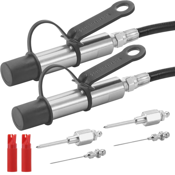 KFFKFF Grease Gun Connector Pair, 10000 PSI Pressure, Quick-Attach 3-Jaw Design with Hose, Cleaning Tool, Extension Needle & Secure Cap, Fits All 1/8" NPT Grease Guns