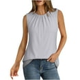 thumbnail image 1 of Chbgutlmr Tank Tops for Women Casual Crewneck Sleeveless Solid Color Fitting Ruched Comfy Summer Tops, 1 of 7