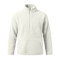thumbnail image 5 of Cropped Sweatshirt Men 1/4 Zip Up Stand Collar Long Sleeve Fleece Warm Thermal Fall Pullover, 5 of 8