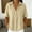 004 Beige, variant on Womens Cotton Linen Half Sleeve Shirts Button Down V Neck Henley Blouses Casual Summer Lightweight Breathable Gauze Tops