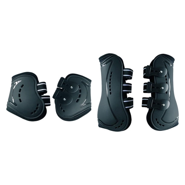 4x Botas de Caballo Protectoras de Piernas Profesionales Cómodas Soporte Multifunción Negro y M