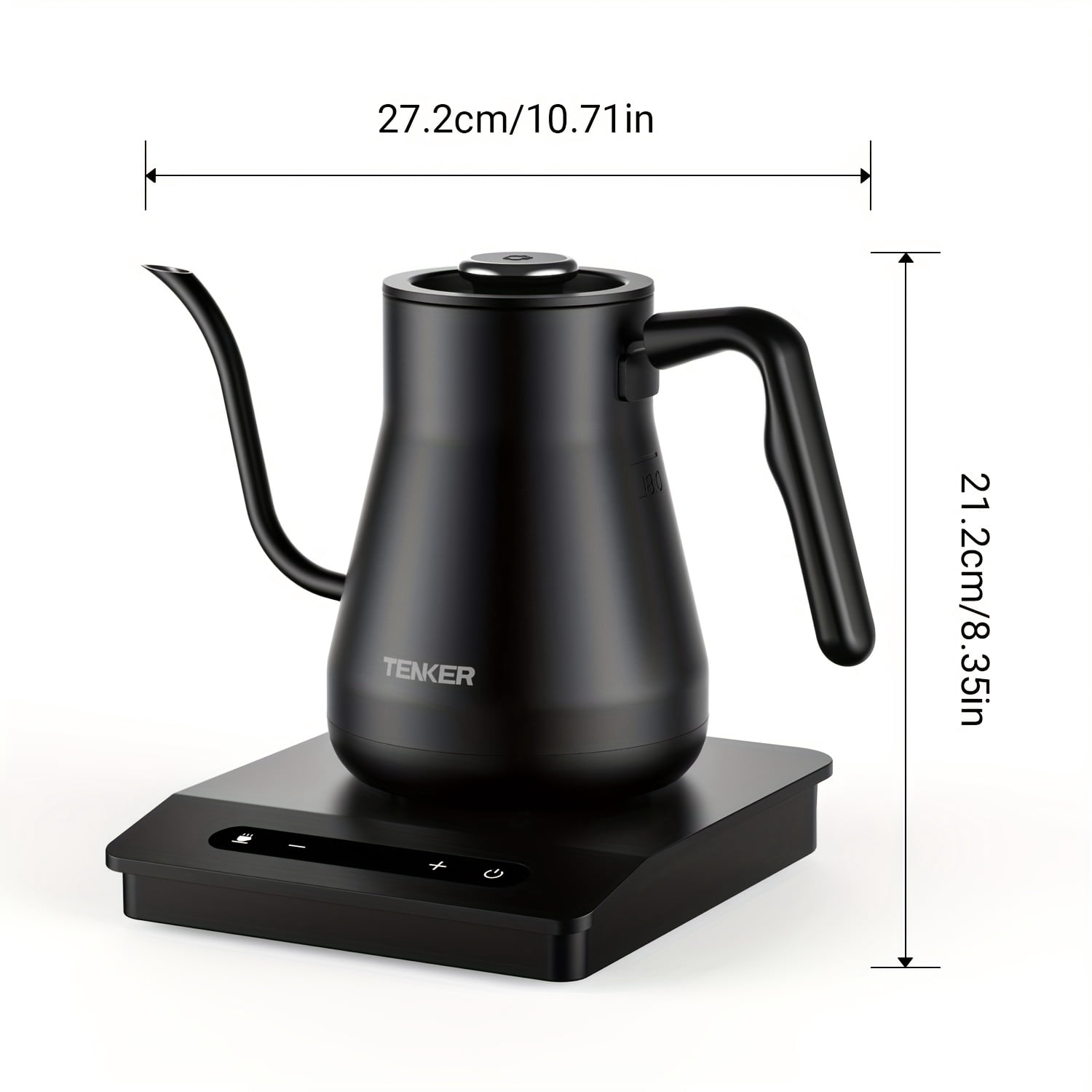 Electric Gooseneck Kettle with Temperature Control, 1200W 0.8L Fast Boil, Keep Warm & Auto Shut-Off, Boil-Dry Protection for Pour-Over Coffee and Tea, Black