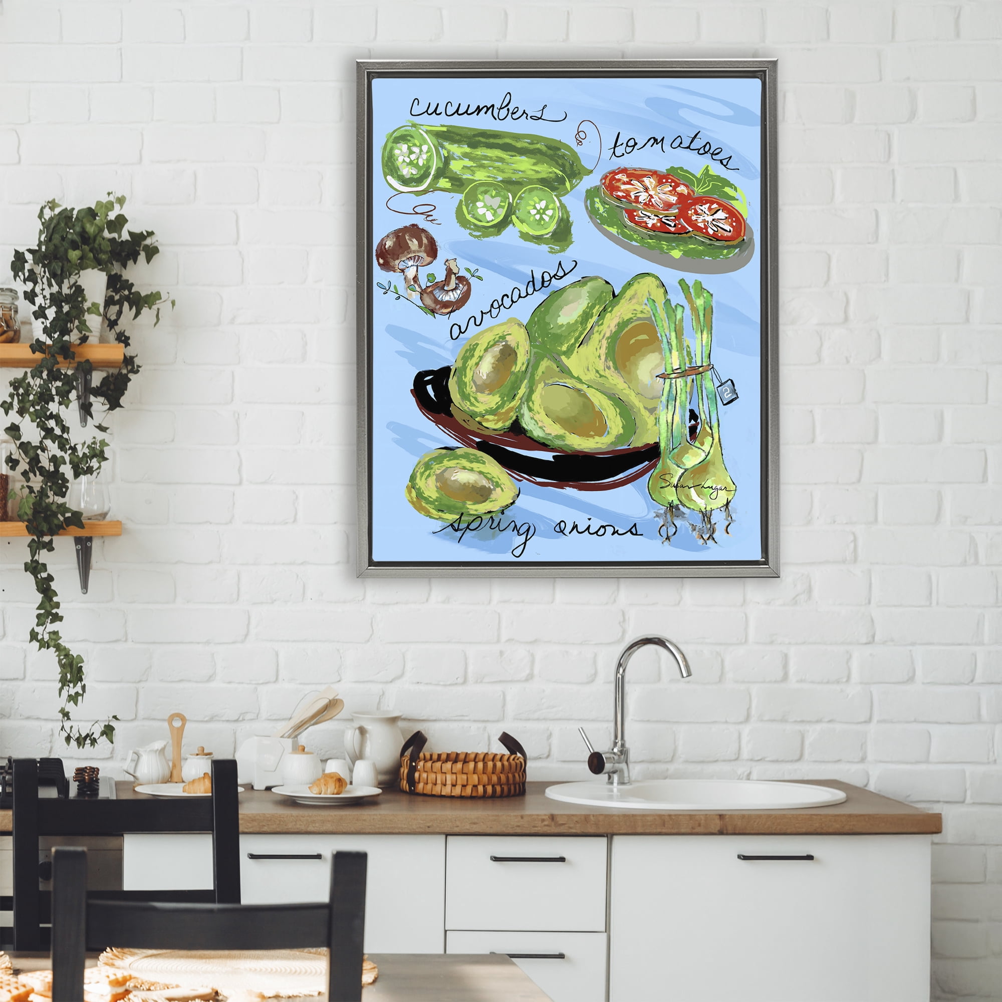Stupell Industries Fresh Produce Collection Gray Framed Floater Canvas Wall Art, design by Susan Lugar