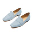 thumbnail image 2 of YDN Women Chic Square Closed Toe Slip On Loafer Flats Block Low Heel Pumps Office Outfit Walking Dressy Shoes Size 7 Blue, 2 of 4