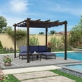 thumbnail image 3 of PURPLE LEAF Pergola 10' X 10' Outdoor Retractable Pergola Canopy with Sun Shade Canopy Patio Metal Shelter Gazebo for Garden Porch Beach, Navy Blue, 3 of 11