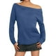 thumbnail image 1 of Blusa de manga larga con hombros descubiertos para mujer - Camiseta informal de verano de color liso, 1 of 5