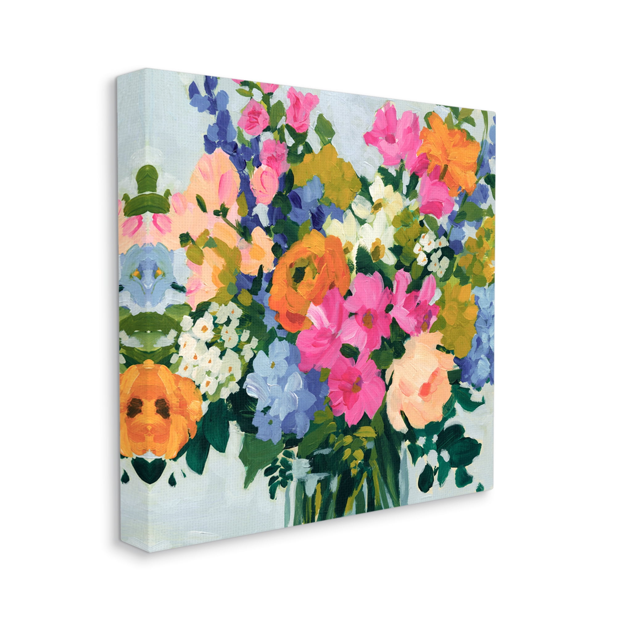 Stupell Industries Vivid Bouquet Blooms Botanical & Floral Painting Gallery Wrapped Canvas Art Print Wall Art, 17 x 17