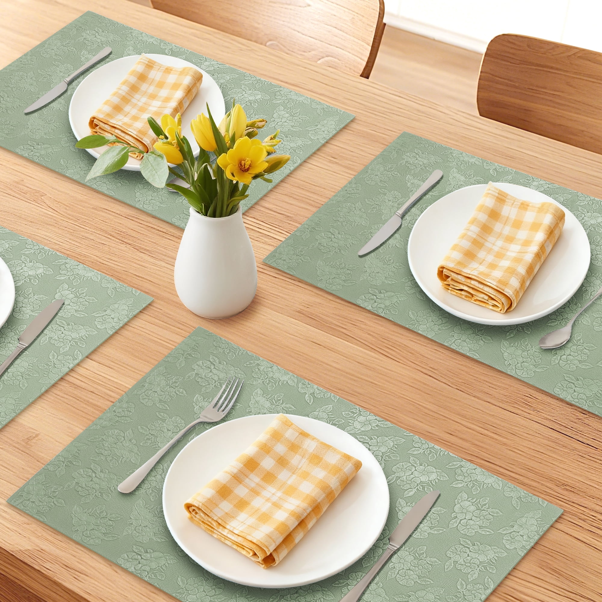 Unique Bargains Faux Leather Placemats for Kitchen Home Teal Green 17.7"x11.8"