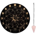 thumbnail image 2 of Pendulum Board Set Wooden Dowsing Divination Board Metaphysical Message Board with Crystal Pendulum Necklace for Witchcraft Wiccan Altar Supplies Kit 12 Signs, 2 of 9