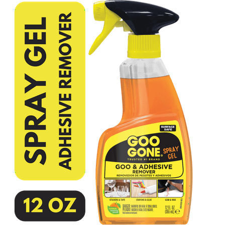 Goo Gone Sticky Adhesive Remover, Spray Gel, Orange Citrus Scent, 12 Fl Oz.