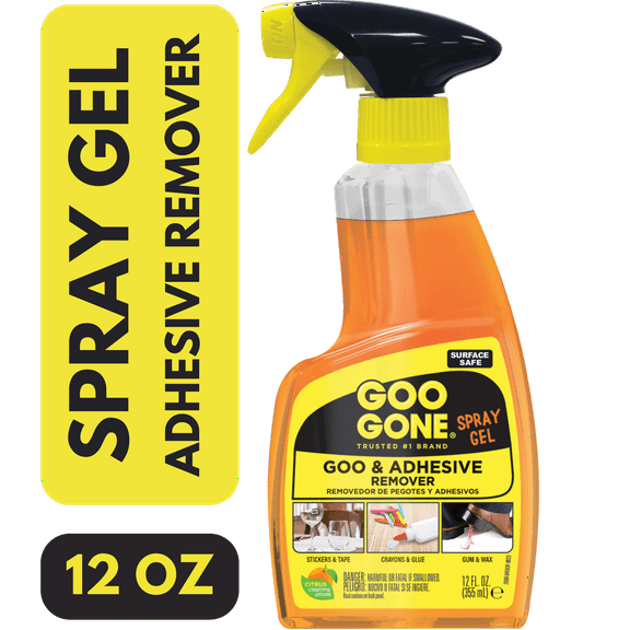 Goo Gone Sticky Adhesive Remover, Spray Gel, Orange Citrus Scent, 12 Fl Oz.