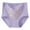 Purple, variant on JeashCHAT Plus Size Women's High Waist Cotton Briefs, Solid Color Lace Underwear, Soft Breathable Full Coverage Ladies Panties, Everyday Wear