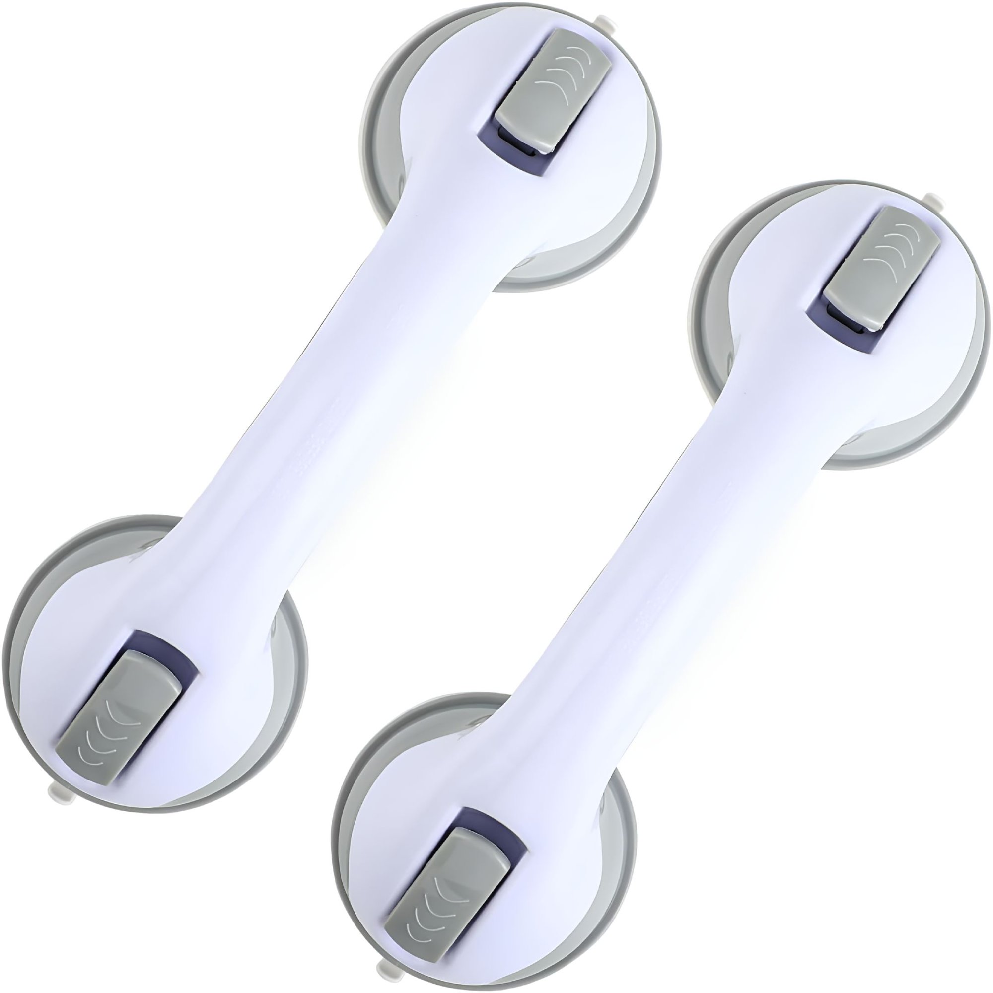 LAMIRO Grab Bars for Bathtubs and Showers,2 Pack Shower Handle 12 Inch Strong Suction Shower Bar,Safety Bars for Shower Chair,Bathroom Grab Bar for Senior (Gray White)