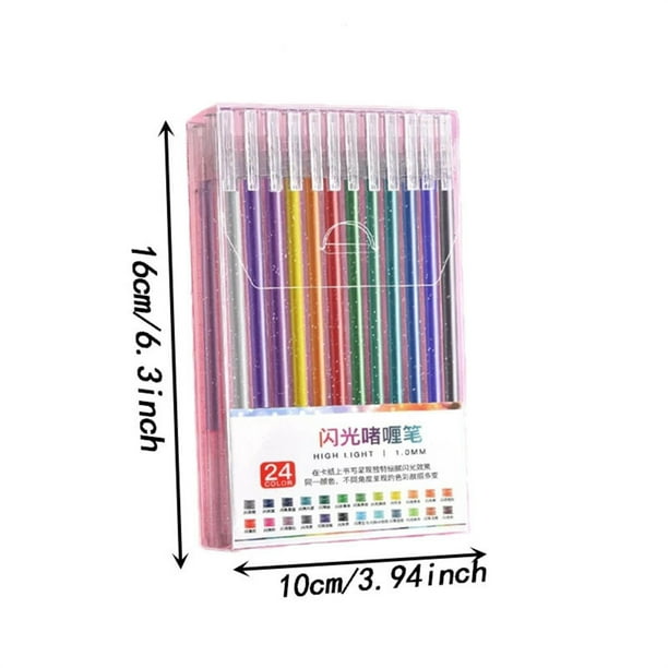 Juego de bolígrafos de gel con purpurina para oficina y papelería, colores con purpurina, para colorear libros, dibujar, suministros de arte, bolígrafo flash de 5 ml
