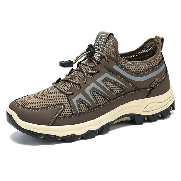 TIEVOSA Men's Sports Shoes Summer Breathable Mesh Shoes Not Stinky Fei Weave Shoes Soft Sole Comfortable Large Size Running Shoes