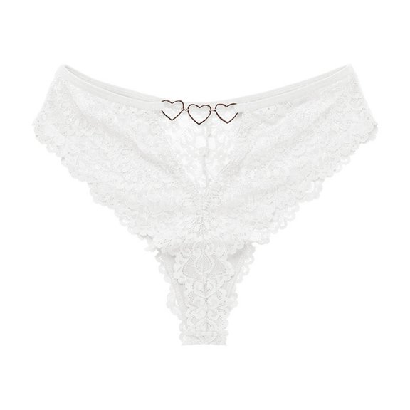 Women's Lace Thong Panties, Breathable Metal Buckle Love Underwear