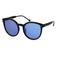 thumbnail image 2 of Womens Color Mirror Lens Oversize Round Butterfly Chic Sunglasses Shiny Black Blue Mirror, 2 of 4