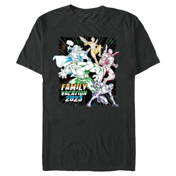 Marvel Avengers Family Vacation 2023 Iron Man Black Panther - Short Sleeve Blended T-Shirt for Adults - Customized-Dark Heather