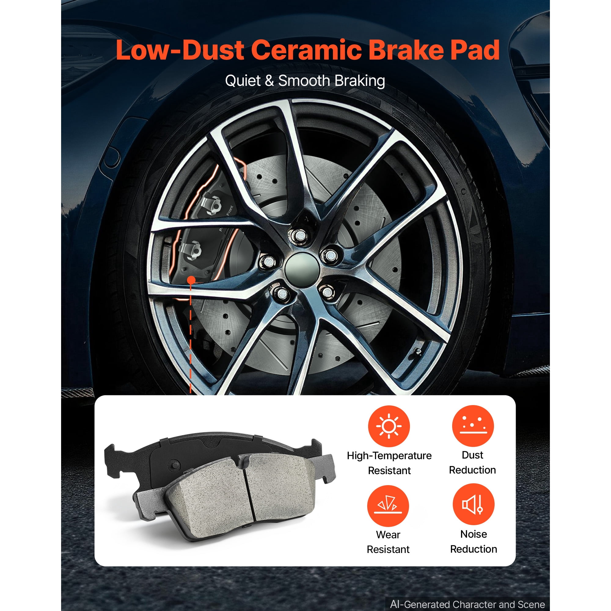 KFFKFF Front and Rear Brake Kit with Ceramic Brake Pads and Drilled Slotted Rotors, Compatible with 2011-2020 Dodge Durango 3.6L, 2011-2014 Jeep Grand Cherokee 3.6L 5.7L