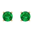 thumbnail image 3 of 2 ct Push-Back Stud Earrings for Women | 6.5mm Round Cut Simulated Emerald | 18K Yellow Gold, 3 of 5