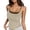 Khaki, variant on .Women's Layered Contrast Trim Spaghetti Strap Tank Top, Curved Hem Slim Fit Basic Cami.White.One Size
