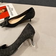 thumbnail image 5 of Zapatos de tacón alto con nudo de mariposa para mujer, diseño nuevo de primavera 2022, zapatos básicos de punta puntiaguda, 5 of 5