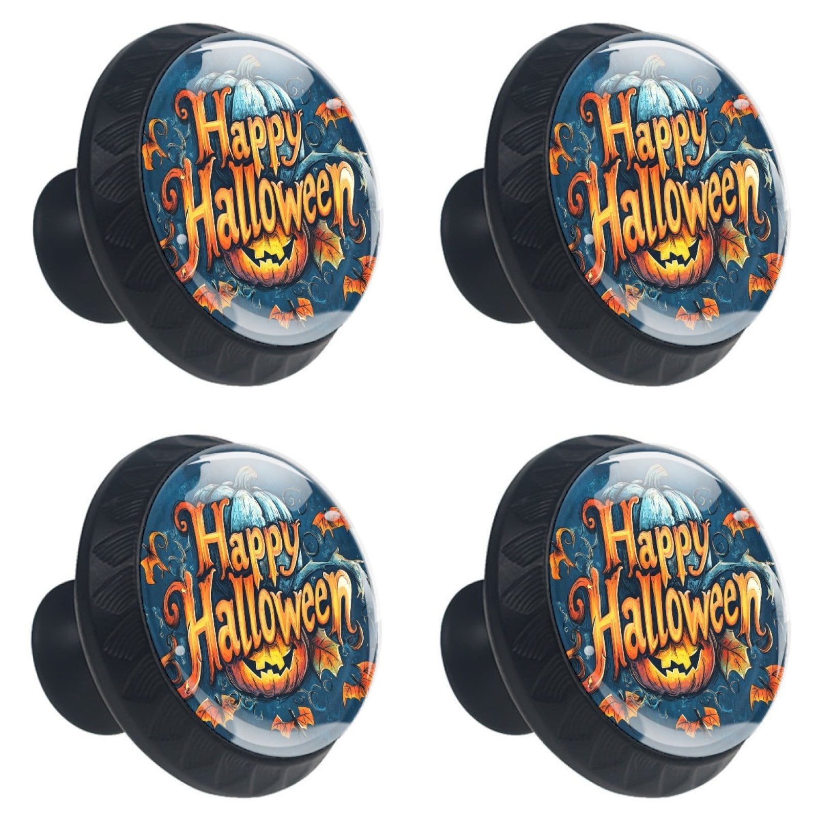 4 Pcs Happy Halloween Knobs for Kitchen Cabinet Cupboard Dresser Bookcase Drawer Pulls Handles Round Home Decor