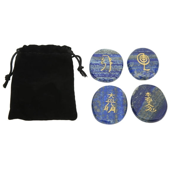 Reiki Symbols Stones Ornament,4Pcs Reiki Symbols Stones Engraved Reiki Stones Natural Crystal Reiki Symbols Stones Ultra Responsive