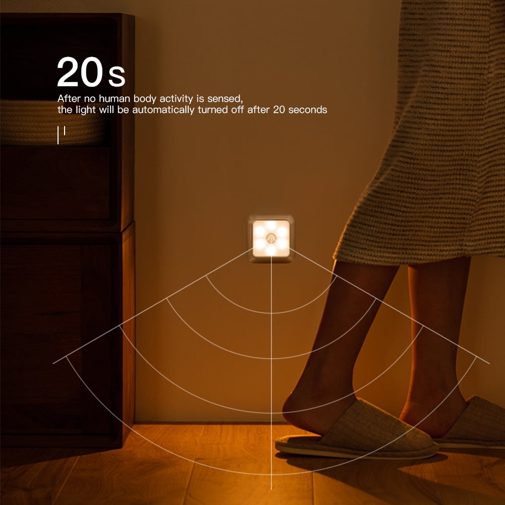 Kepooman 1 PCS Portable Wireless Motion Sensor Light for Bedroom / Hallway / Stairs, Warm Light, Silver