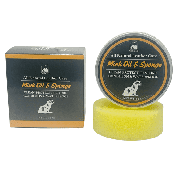 Mink Oil Leather Conditioning Balm with Beeswax – Leather Conditioner and Cleaner for Boots, Shoes, Jackets, Bags & More – Waterproofs & Restores Leather – All-Natural Formula – 5oz with Sponge