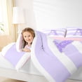 thumbnail image 3 of Erosebridal Glitter Print Personalized Initial A Girl Twin Comforter Sets 3-Piece,Kids Teens Purple Bow Geometric Stripes Bedding Set,Pink Reversible, 3 of 6