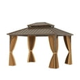 thumbnail image 2 of Costway 12 X 10 FT Hardtop Gazebo with  Netting Heavy-Duty Double-Roof Galvanized Metal Top, 2 of 10