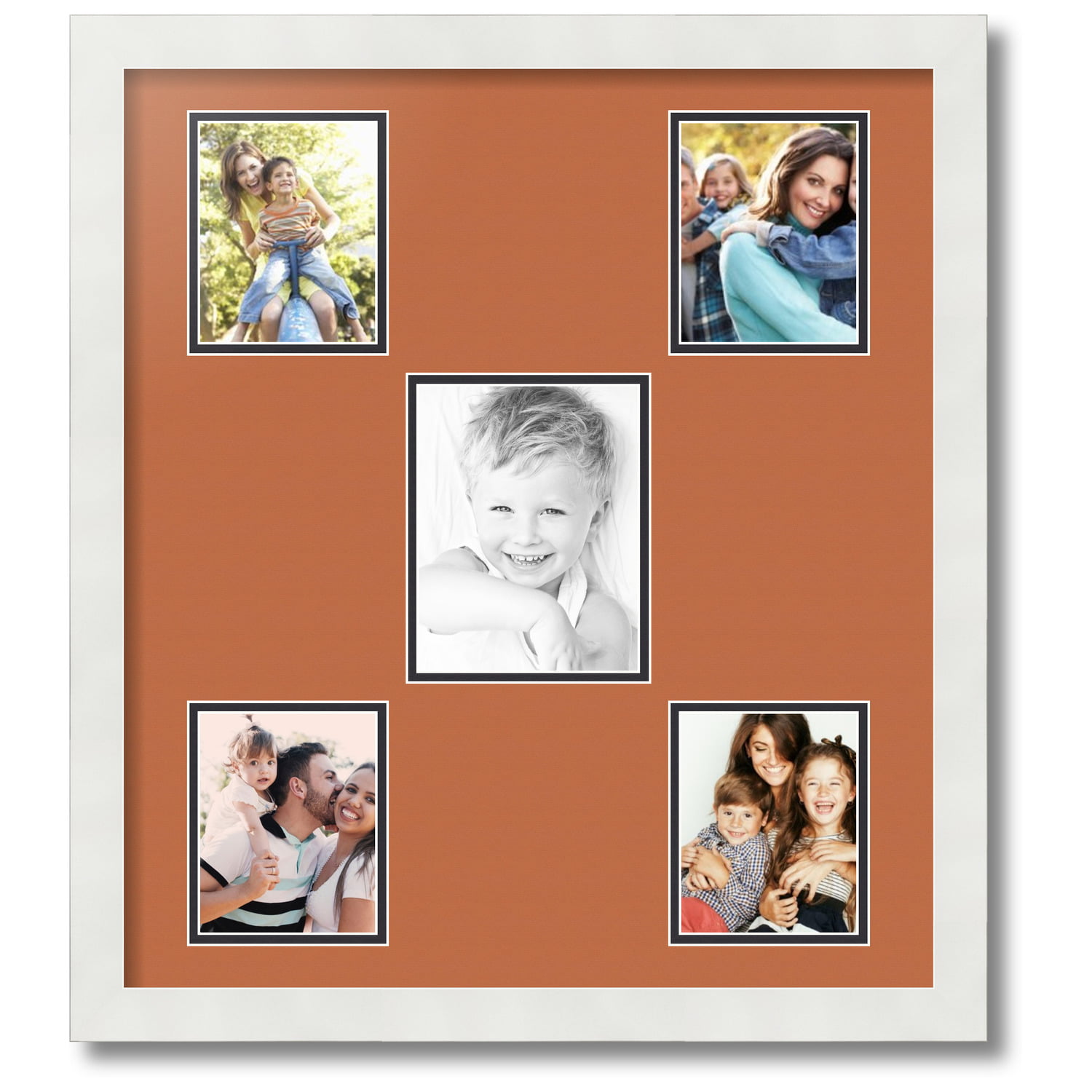 4 4x5" Openings in Satin Black 5 ArtToFrames Collage Mat Picture Photo Frame 