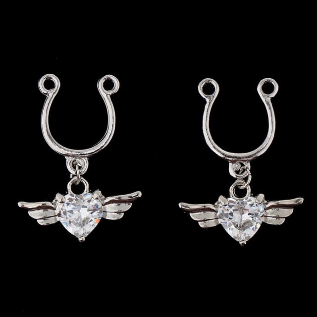 Pinzas falsas Salvador para joyas del cuerpo con colgantes de cristal No perforantes blanco