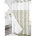 thumbnail image 3 of No Hook Shower Curtain with Snap-in Liner, Green Floral Waterproof Fabric Bathroom Curtains, Spring Flowers Bath Curtains & Mesh Top Window Stand Up Stall 36"x72", 3 of 9