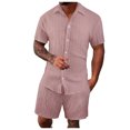 thumbnail image 2 of Short Sets for Men Short Sleeve Button Down Collared Shirt and Bermuda Shorts 2 Piece Matching Set Beach Outfit Set, 2 of 5