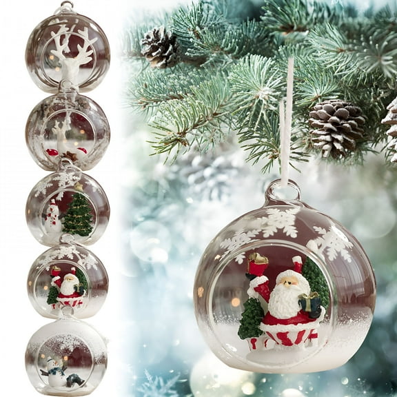 ACDANC Christmas Clear Ornaments Glass Ball Ornament for Xmas Tree Decor Christmas Party Decorations