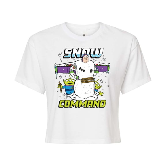 Toy Story - Snow Command - Juniors Cropped Cotton Blend T-Shirt